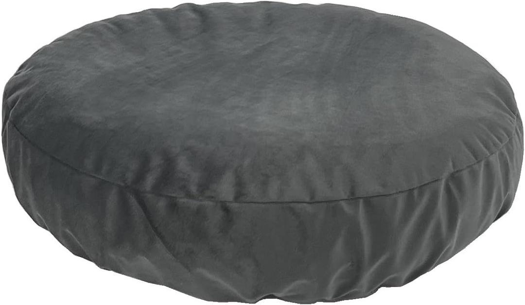 Elastic Round Dog Bed Replacement Cover Washable Easy Clean Not Waterproof 42 Inch Grey Velvet