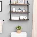 Mkono Floating Wall Shelf 3 Tier 23.5 Inch Rustic Wood Hanging Book Shelf Bathroom Mounted Shelving Storage Display Shelves for Living Room Bedroom Kitchen Office