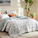 Bedsure Floral Quilt Set Queen - Reversible Botanical Spring Flower Quilt Bedding Set, 3 Pieces Microfiber Lightweight Bedspread, Coverlet with 2 Pillow Shams for All Seasons (90"x96")