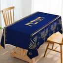 Hafangry Hanukkah Table Cloth Hebrew Jewish Chanukah Menorah Party Decoration Star of David Decor Kitchen Dining Room Home Table Cover-60×84inch