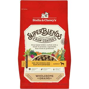 Stella & Chewy's SuperBlends Raw Blend Wholesome Grains Grass-Fed Beef, Beef Liver & Lamb Recipe with Superfoods, 21 lb. Bag, Best if used by 8/20/26