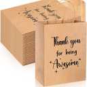 Ctosree 20 Pcs Thank You Gift Paper Bags for Employee Coworker Colleague Thank You for Being Awesome Bags with Handles for Colleague Employee(8.3 x 4.3 x 10.6 Inch,Kraft Paper)