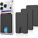 Senose Phone Card Holder, Silicone Anti Slip Out Phone Wallet Stick On Credit Card Holder, Id Card Pouch Compatible for iPhone 13/12 Pro Max Samsung Galaxy Smartphone, 3 Pack (Black)