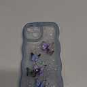 Likiyami for iPhone 14 Case 6.1 Inch - Wave Frame Design Women Girls Cute Cover Glitter Bling Butterfly with Clear Soft Silicone Fashion Girly Unique Teens Shockproof Phone Case for iPhone 14, Blue