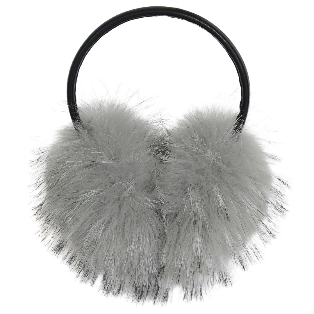 Dufnfn Women's Faux Fur Ear Muffs For Winter Women - Warm Faux Fur Fuzzy Ear Muffs Windproof Cold Weather Ear Warmersgray