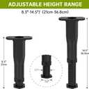 Yuleimy Replacement Bed Slats Support Legs, Adjustable Height 8.3-14.5 Inch Bed Support Leg for Queen King Beds, Non-Scratch Plastic Legs, 4 Pack