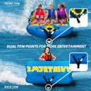 KMJETNIVY Towable Tubes for Boating Person,Pull Tube, Super Sofa Tubes for Boats,Inflatable Boat Tube,Front&Back Tow Points w/Heavy-Duty Thick Nylon Cover for Water Sports (3)