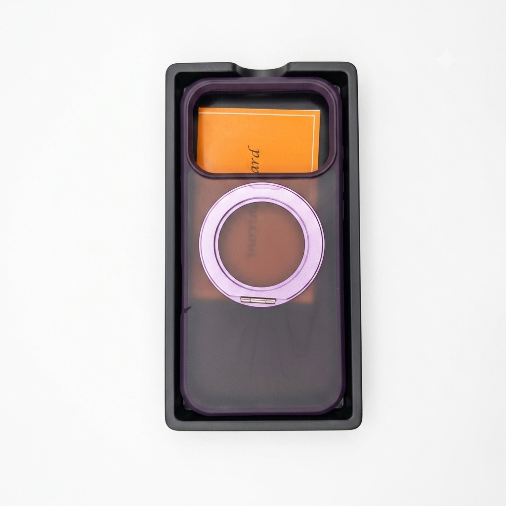 360 Spin Magnetic Stand for iPhone 17 Pro Case with Camera Control [Full Camera Protection] [Compatible with Magsafe] Translucent Matte Shockproof Protective Phone Cover 6.3" - Deep Purple