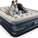 iDOO Queen Air Mattress with Built in Pump, 18 Raised Comfort Blow up Mattress, Upgraded Four Chamber Airbed, Inflatable Mattress for Guests and Home, colchon inflable, Air Bed, 650 lbs Max (Grey)