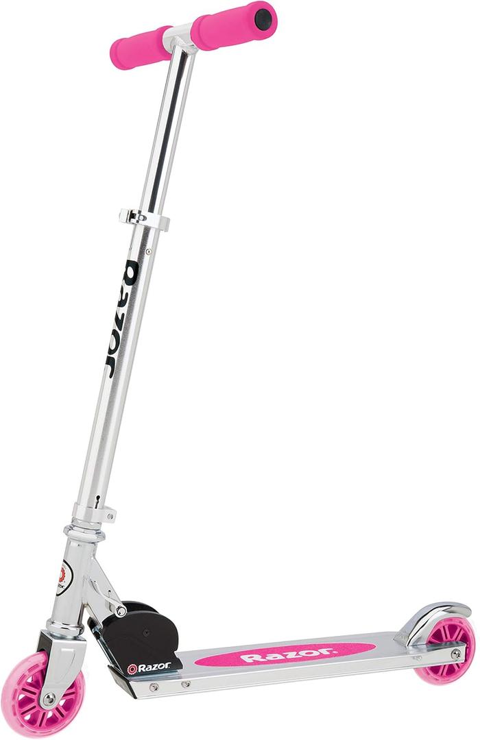 Razor A Kick Scooter for Kids - Lightweight, Foldable, Aluminum Frame, and Adjustable Handlebars (Pink)