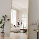 Koonmi Full Length Mirror, 71"x30" Mirror Full Length with Stand, Gold Domed Top Square-Edged Floor Mirror with Aluminum Alloy Frame for Bedroom Living Room