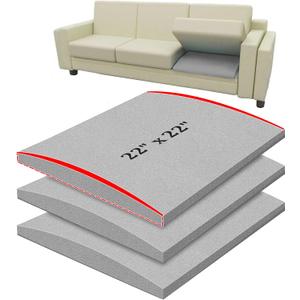 22" x 22" Couch Cushion Support for Sagging Seat, 3 PCS Large Size Insert Sofa Cushion Support for Better Lift, 45D High-Density Foam Couch Replacement for Furniture Seat Sagging Repair, Grey