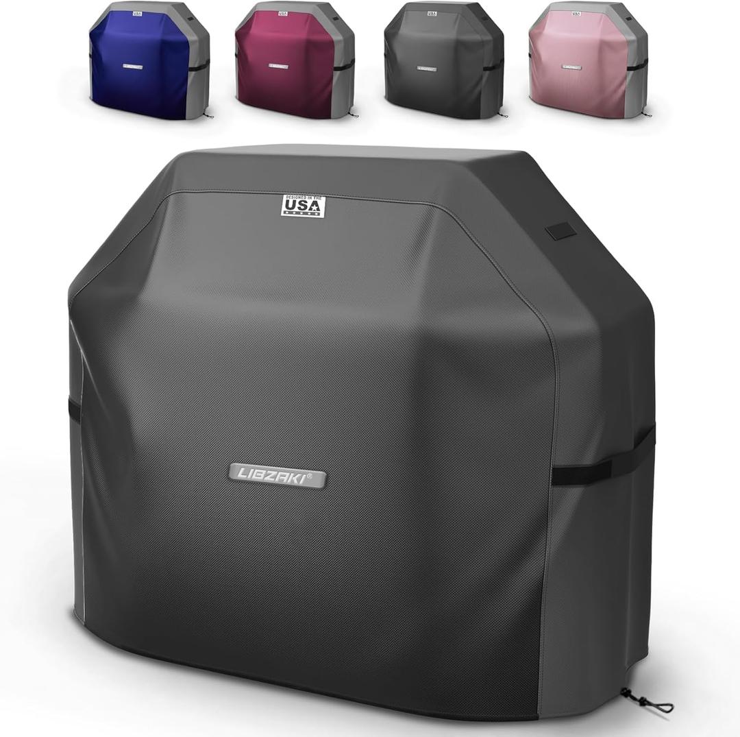 LIBZAKI Grill Cover 420D Waterproof, Weather Resistant, Rip-Proof, Anti-UV, Fade Resistant,Gas Grill Cover for Weber,Char Broil,Nexgrill Grills, etc.52 inches-Black