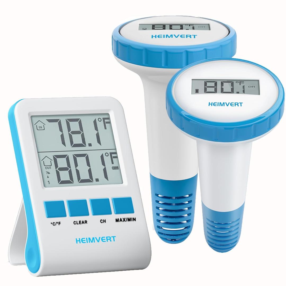 Wireless Digital Pool Thermometer Floating, Easy-to-Read Display, IPX8 Waterproof Indoor/Outdoor Sensor for Hot Tubs, Swimming Pools, Ponds & Aquariums,Mint Blue, 2 Pack
