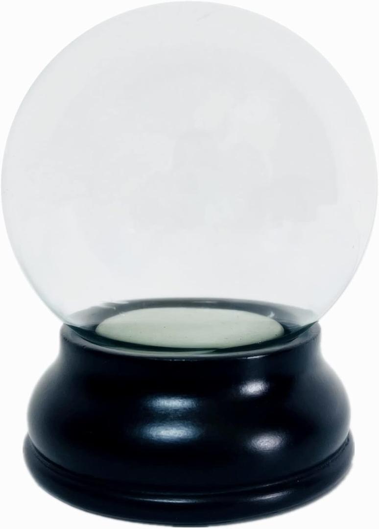 Clear DIY Empty Snow Globe kit Glass Water Globe Jar with Resin Base (80MM)