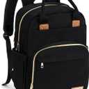RUVALINO Diaper Bag Backpack, Multifunction Travel Pack Maternity Baby Changing Bags, Large Capacity, Waterproof, Deep Black, Polyester