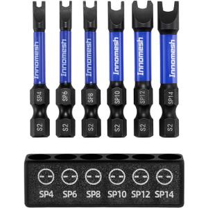 Magnetic Spanner Bit Set, 2" 6-Piece Security Bits SP4 SP6 SP8 SP10 SP12 SP14,S2 Steel Security Bit Set,Magnetic Spanner Screwdriver Bits for Impact Drivers,Electronics & Maintenance
