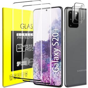 Samsung Galaxy S20 Plus Tempered Glass Screen Protector and Camera Lens Protector [Fingerprint Recognition] HD Clear Bubble Free 9H Hardness Tempered Glass for Galaxy S20+ 6.7 inch [2+2Pack]