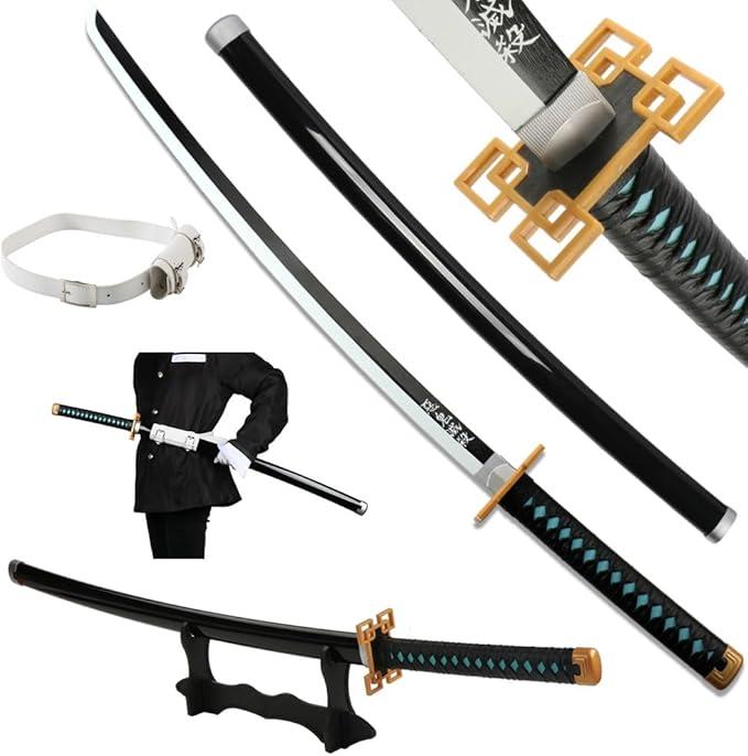 Demon Slayer Sword 41inch,with Display Stand and Belt, Tokitou Muichirou Sword/Anime Original Texture,for Demon Slayer Cosplay and Collection,Various Styles