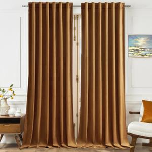 Timeper Gold Brown Velvet Curtains 84 inches 2 Panels, Light Blocking Curtains for Bedroom Living Room Thermal Insulated Luxury Super Soft Window Drapes,Back Tab & Rod Pocket,W52 x L84 inches