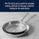 HENCKELS Clad H3 2-pc Induction Frying Pan Set, 10-inch Fry Pan and 12-inch Fry Pan, Stainless Steel, Durable and Easy to clean