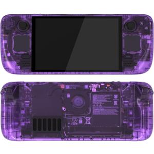 eXtremeRate Replacement Full Set Housing Shell with Buttons for Steam Deck OLED Handheld Console, Custom DIY Clear Atomic Purple faceplate Back Plate Trackpad Case for Steam Deck OLED Console