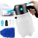 Electric Foam Sprayer Car Wash, 60PSI Foam Sprayer Auto Pressurized with 2 Nozzles(Foam/Water Stream), Built-in 7.4V Pump, 2x2000mAh Battery, for Car Wash, Window Cleaning, Garden&Home Use-68oz/2L