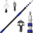 28FT Reach Light Bulb Changer for High Ceilings with Pole, 5-20FT Light Bulb Extension Pole Changer with Baskets and Suction Cup for High Ceilings and Recessed Lights, Blue (20ft)