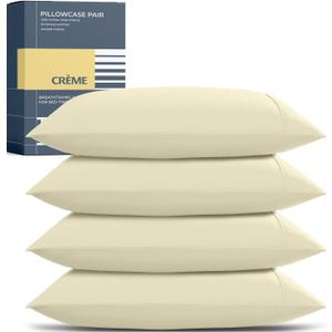 THREAD SPREAD 100% Egyptian Cotton King Size Pillow Cases Set of 4 - Luxury 1500 Series Pillow Cases King Size (Ivory), Soft Cooling Envelope Closure Hotel Quality Egyptian Cotton Pillowcases