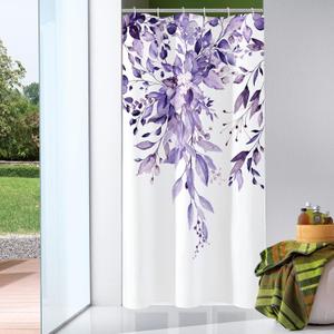 Gibelle Small Stall Shower Curtain 36 x 72, Narrow Purple Floral Shower Curtain for Bathroom, Watercolor Plant Eucalyptus Leaves Fabric Shower Curtain Set with Hooks