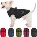Dog Winter Coat,Warm Jacket Paded Fleece Pet Vest with Built in Harness, Windproof Reflective Cozy Adjustable Snow Pet Coat Clothes with Zipper for Small Dogs, Size XS (Black)