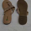 Colgo Thong Flat Sandals, Casual Women T-Strap Dress Sandals with Adjustable Ankle Buckle for Summer Wedding (10, Light Brown/Sdl)