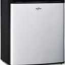 Koolatron Stainless Steel Compact Fridge with Freezer, 1.7 Cubic Feet (48 L) Capacity, Silver and Black, for Snacks, Frozen Meals, Beverages, Juice, Beer, Den, Dorm, Office, Games Room, or RV