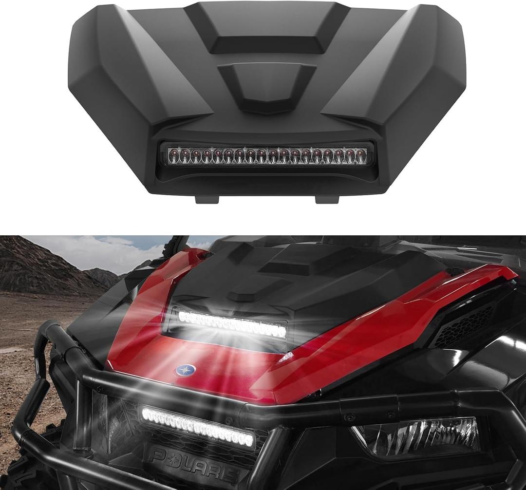 Hood Scoop with Light for Polaris General 1000/XP 1000 2016-2020, Hood Scoop with LED Auxiliary Light Kit for Polaris General 1000/4 1000/ XP 1000/ XP 4 1000 2016-2020 Accessories
