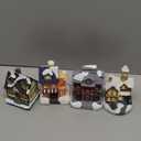 Christmas Village Sets-Christmas Decorations,LED Lighted Christmas Village Houses with Figurines, Christmas Village Collection Indoor Room Decor - Collectible Buildings