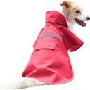 NACOCO Large Dog Raincoat Adjustable Pet Water Proof Clothes Lightweight Rain Jacket Poncho Hoodies with Strip Reflective (L, Red) (Large (Pack of 1))