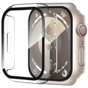 Smiling 2 Pack Case Compatible with Apple Watch SE 3 (2025)/ SE 2/ SE/Series 6/5/4 40mm with Tempered Glass Screen Protector, Hard PC Case Overall Protective Cover- 1 Starlight + 1 Transparent
