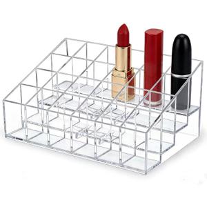 Lipstick Organizer 24 Slots Plastic Clear Comestic Display Holder for Lip gloss Chapstick Perfume Nail Polish Essential Oil