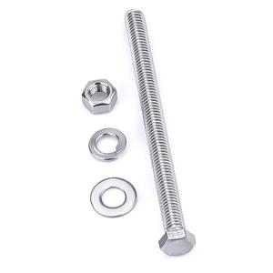 5/16-18 x 6" (6 Sets) Stainless Steel Hex Bolts Screws with Nuts Flat Washers Lock Washers, 304 SS 18-8, Hexagon Head, Fully Machine Threaded, Bright Finish
