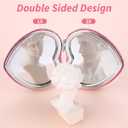 Compact Folding Mirror Heart Shaped Magnifying Mini Vanity Mirror Portable Travel Makeup Tools for Purse Double-Sided Cute Glitter Cosmetic ccessories (Pink-Silver)