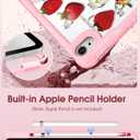 for iPad (A16) 11th Generation 11 Inch 2025 Case, for iPad 10th Generation Case 2022 10.9 Inch - Women Cute Girls with Pencil Holder & Stand Clear Strawberry Unique Girly Protective Hard Cover