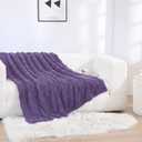 Linecooo Lavender Fleece Throw Blanket 60”×80”Checkered Design for Couch