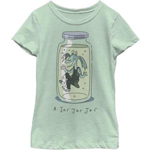 STAR WARS Jar Girls Short Sleeve Tee Shirt (Green, M)