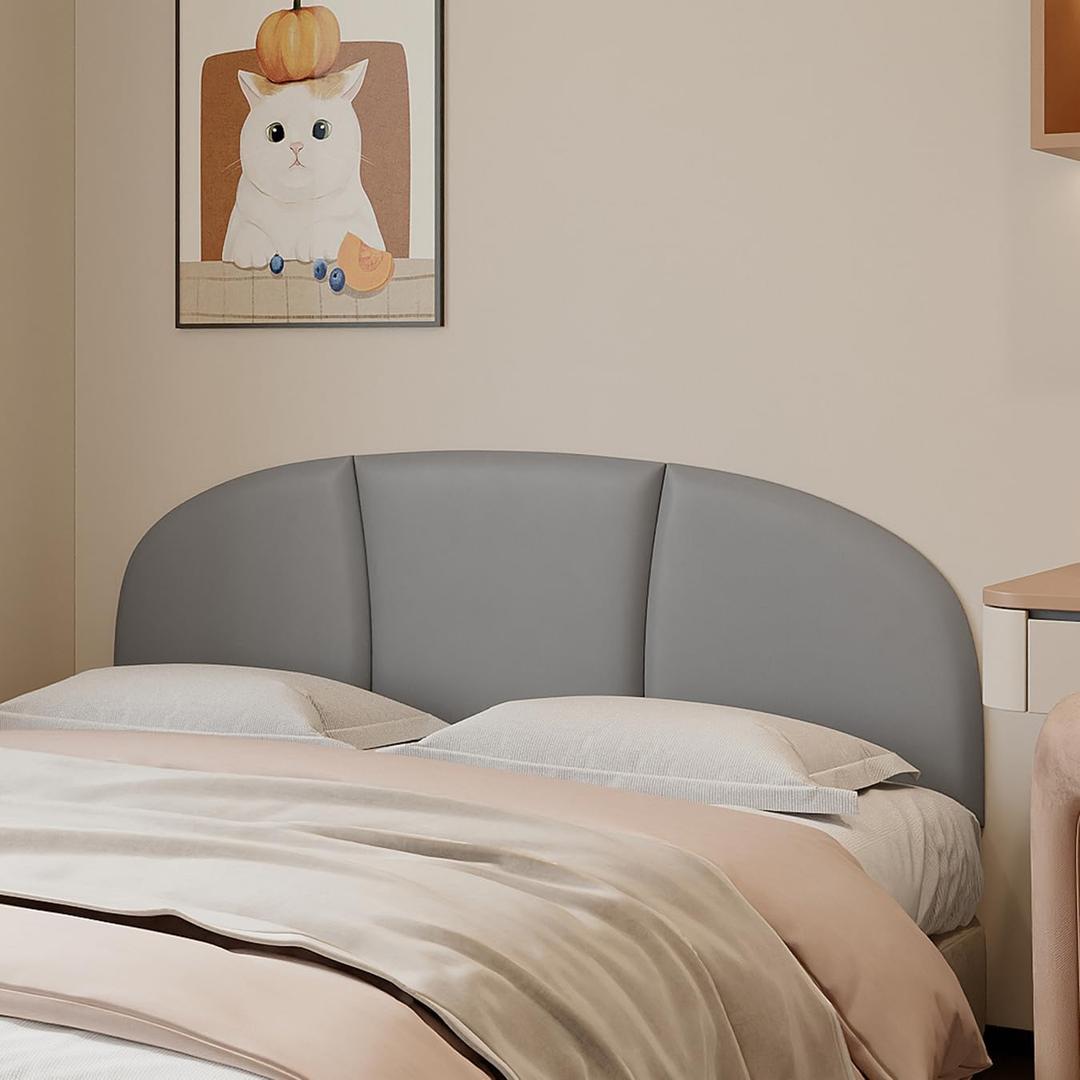 Yutianli Upholstered Headboard Queen Size 59"x 20" Wall Mounted Peel and Stick Headboard Grey Anti Collision Padding