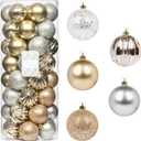 Every Day is Christmas Ornaments, Shatterproof Christmas Tree Ornament Set, Christmas Balls Decoration 50 Count (2.24"/57mm, Gold Silver)