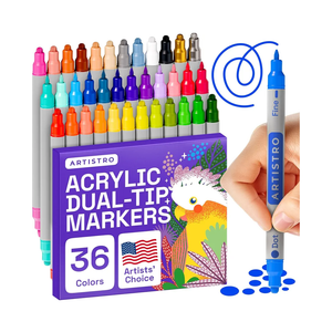 ARTISTRO Vibrant Acrylic Paint Markers for Rock, Fabric, Glass, Wood, Paper, Ceramic, Canvas & More - 36 Dual-Tip Paint Pens (Dot & Fine) - Quick Dry, Teacher Classrooms Must Have, Drawing Markers