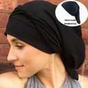 4 Pieces Unisex Dreadlock Cap, Black Long Hair Dreads Caps Head Wraps Hair Accessories Sleeping Loc Bonnet for Men and Women (Black)