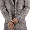 Uaneo Mens Winter Trench Coat Notched Collar Single Breasted Plaid Mid Long Peacoat Overcoats with Pockets (Brown, M)