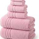 REDKISS Pink Towels Set 6 Piece Cotton Towel Sets with 2 Bath Towels, 2 Hand, 2 Washcloths, 650GSM Hotel Quality, Soft, Highly Absorbent Towels for Bathroom Gym, Ideal Everyday Use