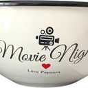 White Popcorn Bowl-Retro Family-Size Popcorn Bucket Tub For Party & Movie Night Snacks-Non Chip, Shatterproof, Enamel Coated Stainless Steel Serving Container - 80oz Capacity, 5x9.5